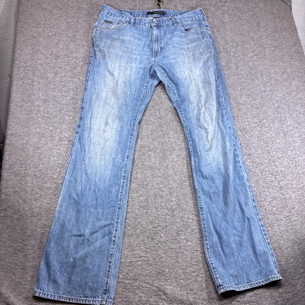 Calvin Klein Jeans Bootcut Women 36 Blue Denim Faded Distressed Western Faded